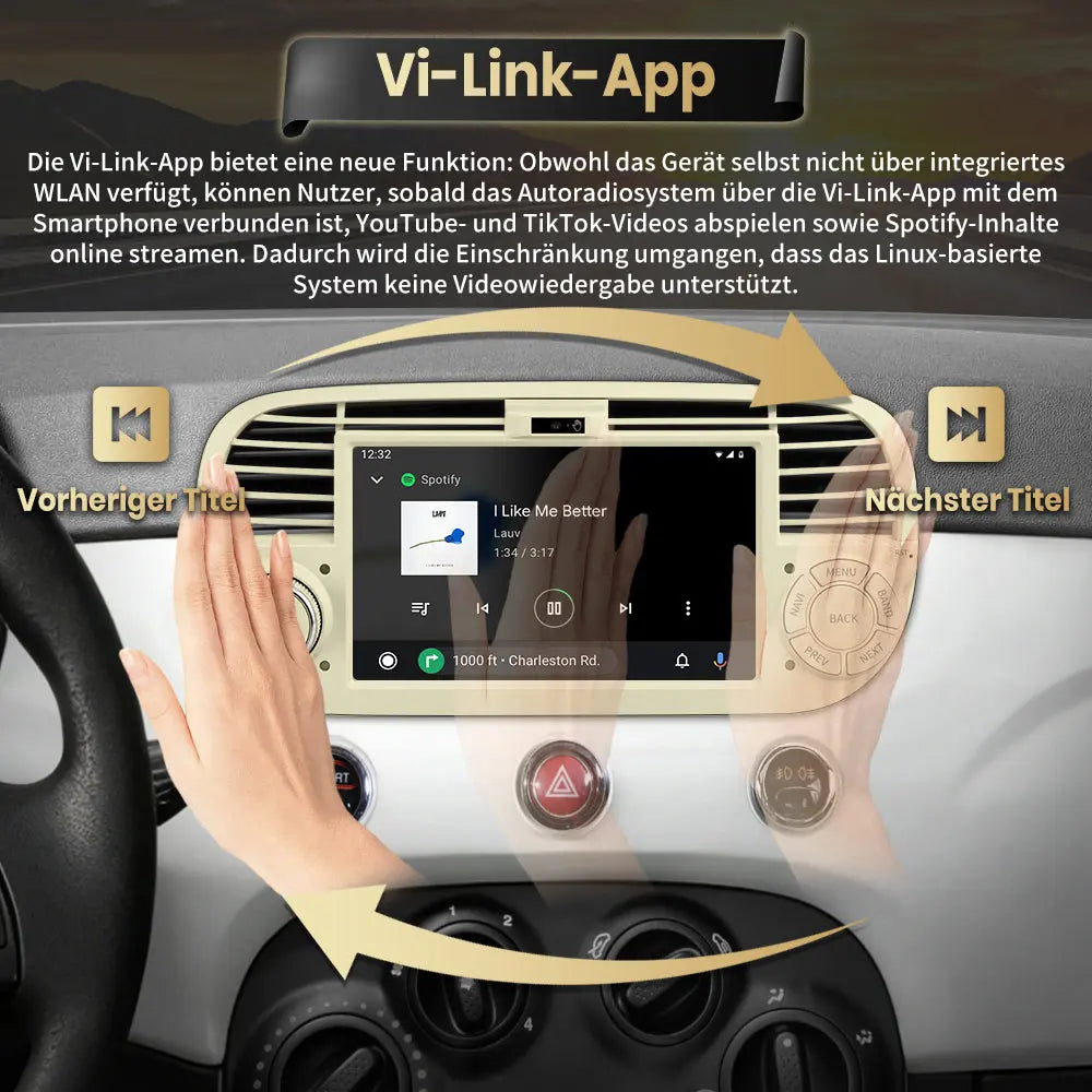 AWESAFE Carpaly Android Auto Radio für FIAT 500 2007-2015 mit Linux System AWESAFE
