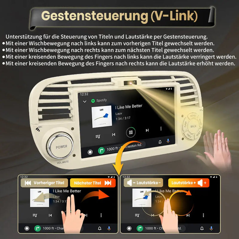 AWESAFE Carpaly Android Auto Radio für FIAT 500 2007-2015 mit Linux System AWESAFE