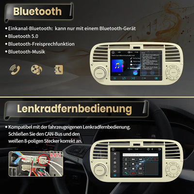 AWESAFE Carpaly Android Auto Radio für FIAT 500 2007-2015 mit Linux System AWESAFE