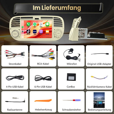 AWESAFE Carpaly Android Auto Radio für FIAT 500 2007-2015 mit Linux System AWESAFE