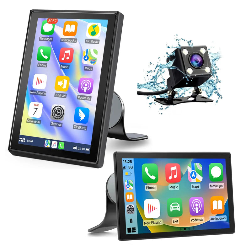 AWESAFE Carplay Autoradio avec 7 Pouces Ecranrotatifa 360°,Basculezlibrement entred'Ecranpaysage/EcranportraitCompatible avec CarPlay [Wireless] / Android Auto Bluetooth AM/FM RDS Radio Caméra de recul AWESAFE