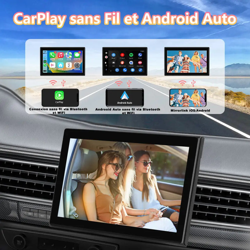 AWESAFE Carplay Autoradio avec 7 Pouces Ecranrotatifa 360°,Basculezlibrement entred'Ecranpaysage/EcranportraitCompatible avec CarPlay [Wireless] / Android Auto Bluetooth AM/FM RDS Radio Caméra de recul AWESAFE
