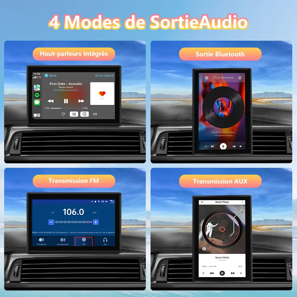 AWESAFE Carplay Autoradio avec 7 Pouces Ecranrotatifa 360°,Basculezlibrement entred'Ecranpaysage/EcranportraitCompatible avec CarPlay [Wireless] / Android Auto Bluetooth AM/FM RDS Radio Caméra de recul AWESAFE