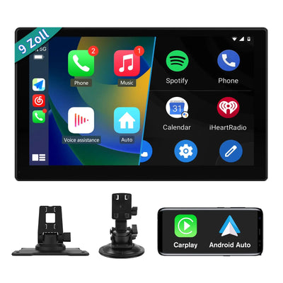 AWESAFE Carplay Voiture Android Auto sans Fil, 9 Pouces IPS HD Écran avec Bluetooth AirPlay AutoLink Transmetteur FM, Type C/AUX/TF Card Port-Noir AWESAFE SHOP