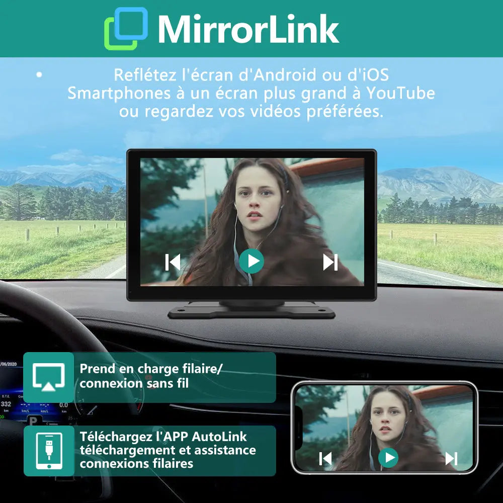 AWESAFE Carplay Voiture Android Auto sans Fil, 9 Pouces IPS HD Écran avec Bluetooth AirPlay AutoLink Transmetteur FM, Type C/AUX/TF Card Port-Noir AWESAFE SHOP