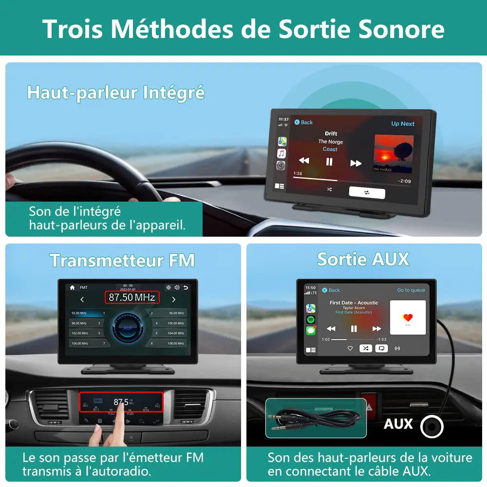 AWESAFE Carplay Voiture Android Auto sans Fil, 9 Pouces IPS HD Écran avec Bluetooth AirPlay AutoLink Transmetteur FM, Type C/AUX/TF Card Port-Noir AWESAFE SHOP