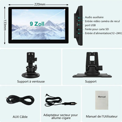 AWESAFE Carplay Voiture Android Auto sans Fil, 9 Pouces IPS HD Écran avec Bluetooth AirPlay AutoLink Transmetteur FM, Type C/AUX/TF Card Port-Noir AWESAFE SHOP