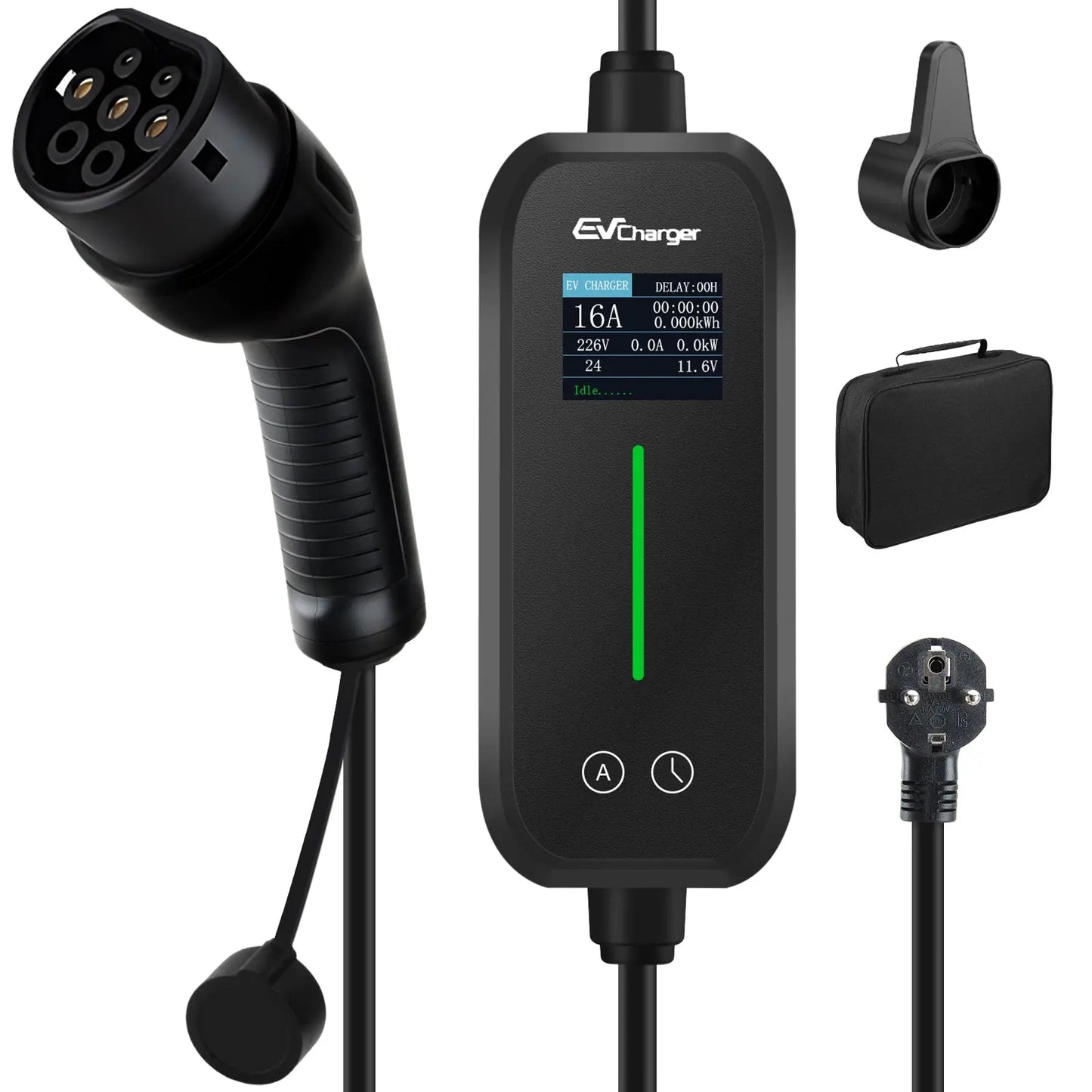 AWESAFE Chargeur Voiture Electrique 3,7kW [6-16A] Type 2 avec Recharge avec Affichage Numérique Contrôlable ,Compatible avec Model 3, Model Y, EX30, XC60, Q4, MG4, 208EV et PHEVs AWESAFE