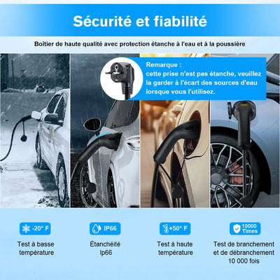 AWESAFE Chargeur Voiture Electrique 3,7kW [6-16A] Type 2 avec Recharge avec Affichage Numérique Contrôlable ,Compatible avec Model 3, Model Y, EX30, XC60, Q4, MG4, 208EV et PHEVs AWESAFE