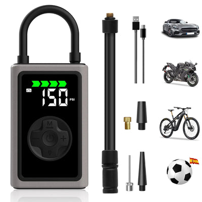 AWESAFE Compresseur à Air Portatif, Gonfleur Pneus Voiture sans Fil avec LED et Port C USB 150 PSI, Batterie Rechargeable, Inflation Rapide, Compresseur, Arrêt Automatique, pour Voiture, Vélos et Motos,Jeux de balle AWESAFE