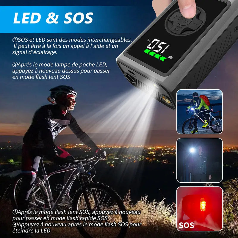 AWESAFE Compresseur à Air Portatif, Gonfleur Pneus Voiture sans Fil avec LED et Port C USB 150 PSI, Batterie Rechargeable, Inflation Rapide, Compresseur, Arrêt Automatique, pour Voiture, Vélos et Motos,Jeux de balle AWESAFE