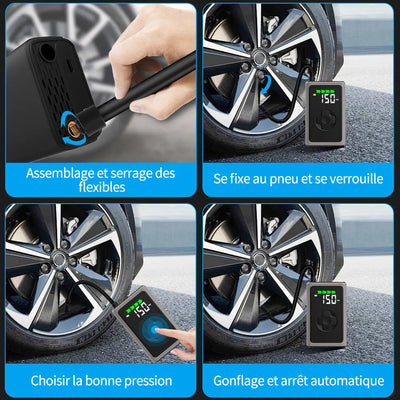 AWESAFE Compresseur à Air Portatif, Gonfleur Pneus Voiture sans Fil avec LED et Port C USB 150 PSI, Batterie Rechargeable, Inflation Rapide, Compresseur, Arrêt Automatique, pour Voiture, Vélos et Motos,Jeux de balle AWESAFE