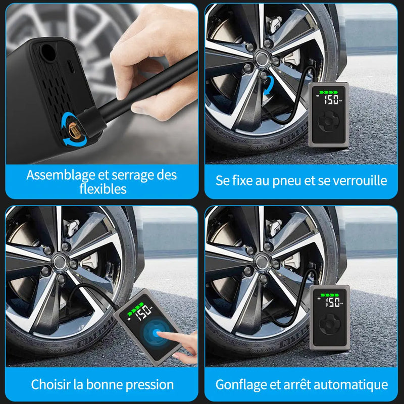 AWESAFE Compresseur à Air Portatif, Gonfleur Pneus Voiture sans Fil avec LED et Port C USB 150 PSI, Batterie Rechargeable, Inflation Rapide, Compresseur, Arrêt Automatique, pour Voiture, Vélos et Motos,Jeux de balle AWESAFE