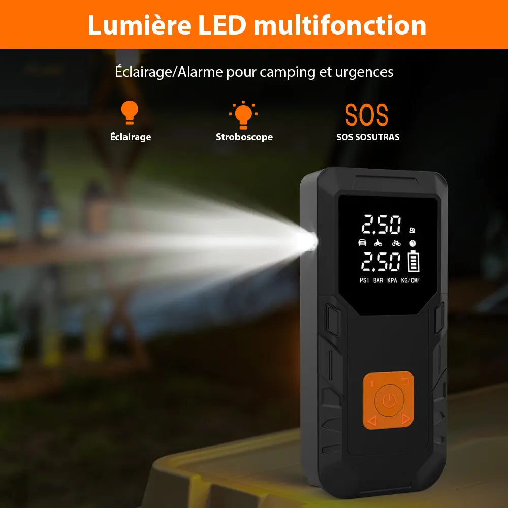 AWESAFE Compresseur à Air Portatif,Gonfleur Pneus Voiture sans Fil avec LED et Port C USB 150 PSI, Batterie Rechargeable, Inflation Rapide, Compresseur, Arrêt Automatique, pour Voiture, Vélos et Motos AWESAFE