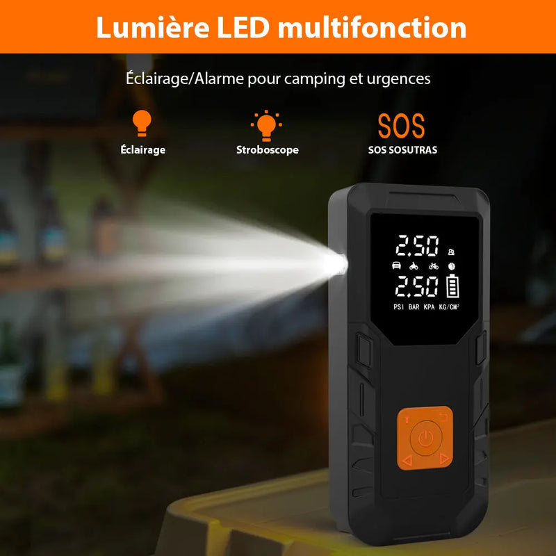 AWESAFE Compresseur à Air Portatif,Gonfleur Pneus Voiture sans Fil avec LED et Port C USB 150 PSI, Batterie Rechargeable, Inflation Rapide, Compresseur, Arrêt Automatique, pour Voiture, Vélos et Motos AWESAFE