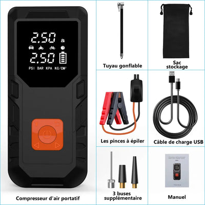 AWESAFE Compresseur à Air Portatif,Gonfleur Pneus Voiture sans Fil avec LED et Port C USB 150 PSI, Batterie Rechargeable, Inflation Rapide, Compresseur, Arrêt Automatique, pour Voiture, Vélos et Motos AWESAFE