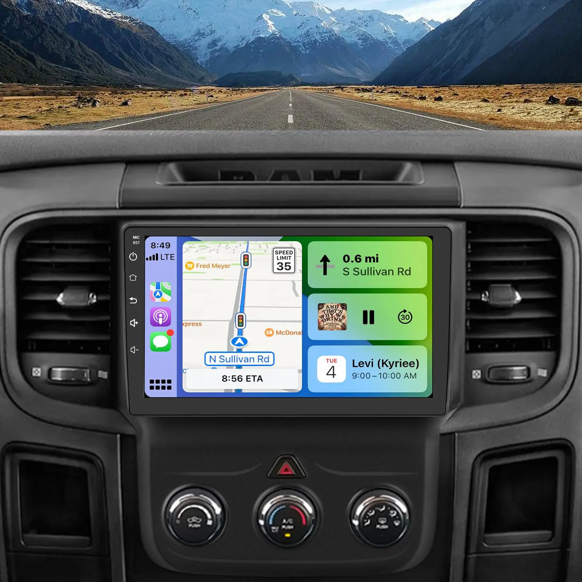 AWESAFE Core Car Radio with Wireless CarPlay & Android Auto GPS Bluetooth for Dodge RAM 1500 2500 2013-2022 AWESAFE