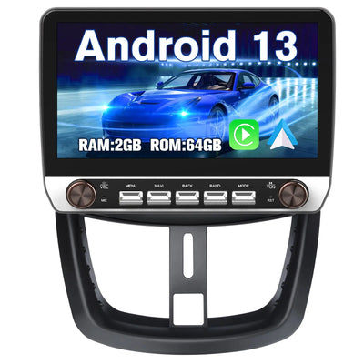 AWESAFE Double Bouton Autoradio Android 13 10,1 pouces tactile 2+64 Go pour Peugeot 207 2006-2015 avec Bluetooth GPS Android Auto et Carplay sans fil AWESAFE