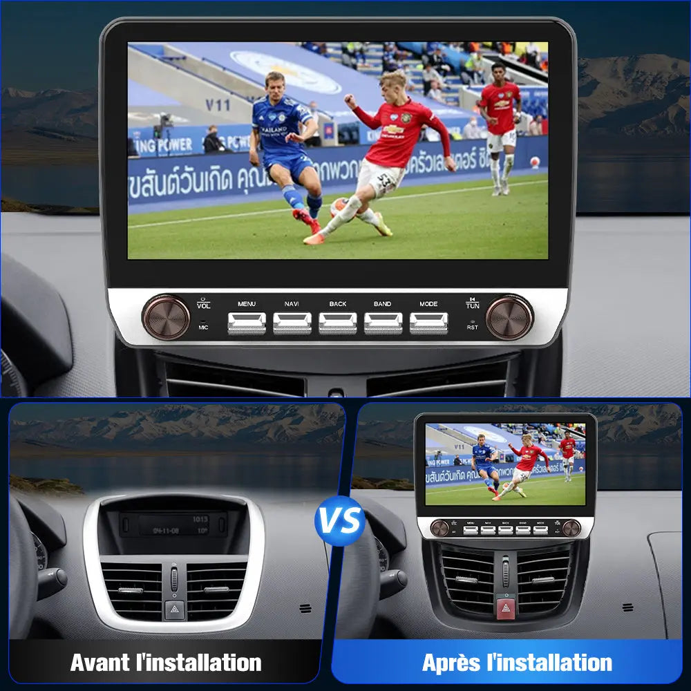 AWESAFE Double Bouton Autoradio Android 13 10,1 pouces tactile 2+64 Go pour Peugeot 207 2006-2015 avec Bluetooth GPS Android Auto et Carplay sans fil AWESAFE