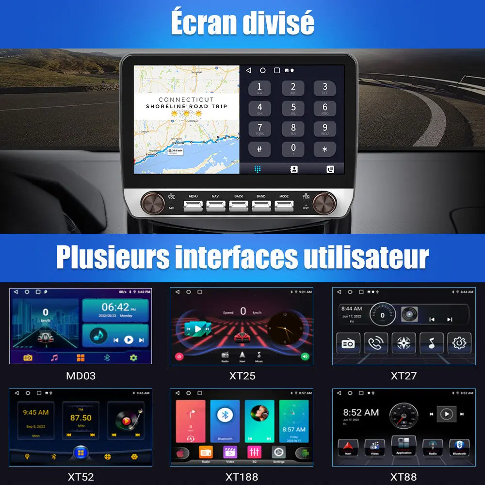 AWESAFE Double Bouton Autoradio Android 13 10,1 pouces tactile 2+64 Go pour Peugeot 207 2006-2015 avec Bluetooth GPS Android Auto et Carplay sans fil AWESAFE