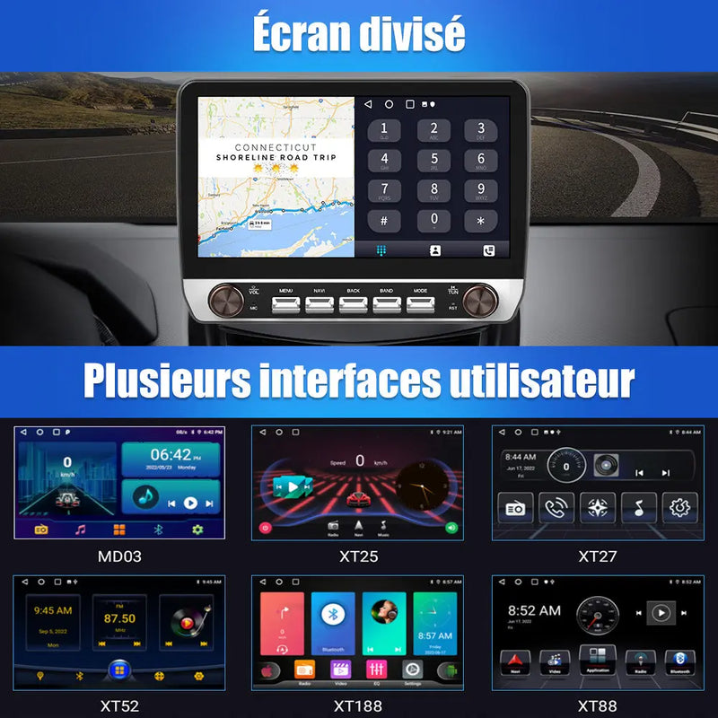 AWESAFE Double Bouton Autoradio Android 13 10,1 pouces tactile 2+64 Go pour Peugeot 207 2006-2015 avec Bluetooth GPS Android Auto et Carplay sans fil AWESAFE