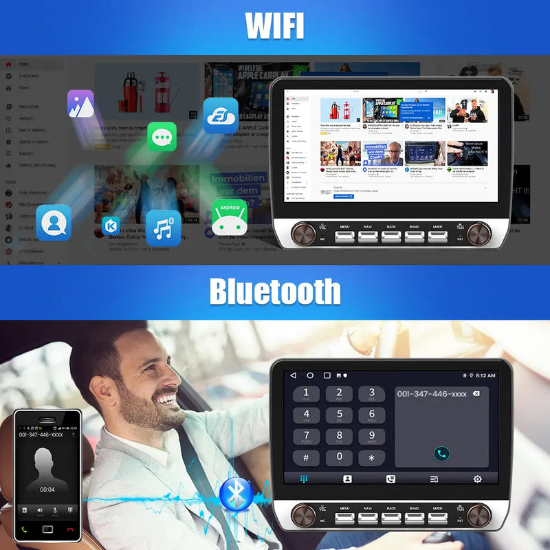 AWESAFE Double Bouton Autoradio Android 13 10,1 pouces tactile 2+64 Go pour Peugeot 207 2006-2015 avec Bluetooth GPS Android Auto et Carplay sans fil AWESAFE