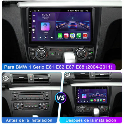 AWESAFE Estéreo Coche Android 13 para BMW 1 Serie E81 E82 E87 E88 9 Pulgadas 2GB+32GB GPS Navigation Bluetooth CarPlay Android Auto Asistencia Estacionamiento Controles al Volante AWESAFE