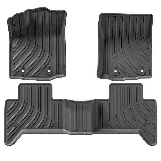 AWESAFE  Floor Mats Fit Toyota Tacoma 2016-2023 (Only for Double Cab and Automatic),All Weather Custom Floor Liner, Front & 2nd Row, 3-pc Black AWESAFE SHOP