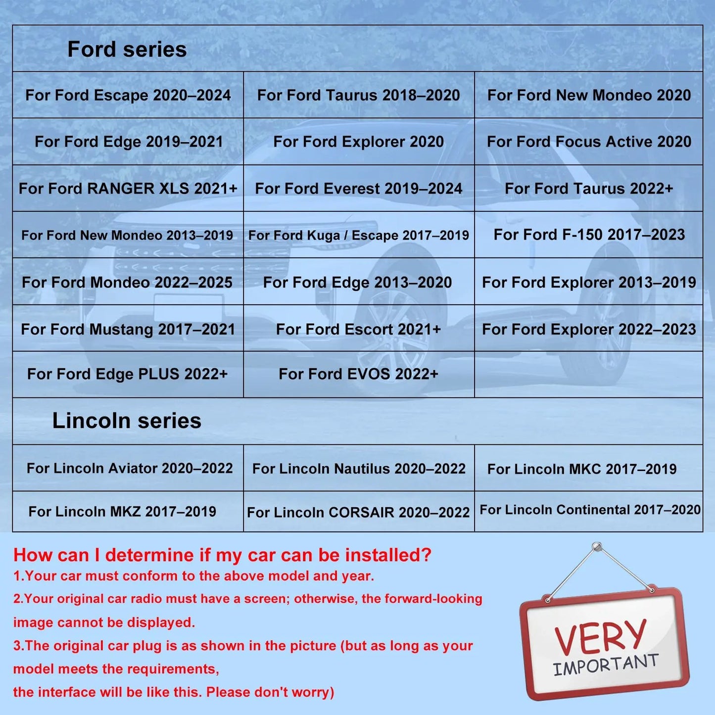 AWESAFE Front Blind Spot Camera for Ford F150 Escape Edge Explorer Focus Escape Lincoln, CVBS HD 145° Wide View Vehicle Front Bumper Cam with Radar Detection Gear Shift/High Beam Activated Parking Assistance,IP 69K AWESAFE