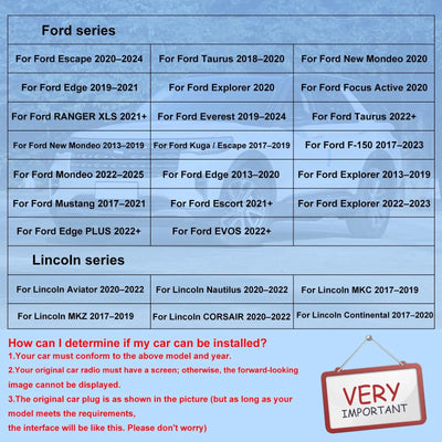 AWESAFE Front Blind Spot Camera for Ford F150 Escape Edge Explorer Focus Escape Lincoln, CVBS HD 145° Wide View Vehicle Front Bumper Cam with Radar Detection Gear Shift/High Beam Activated Parking Assistance,IP 69K AWESAFE