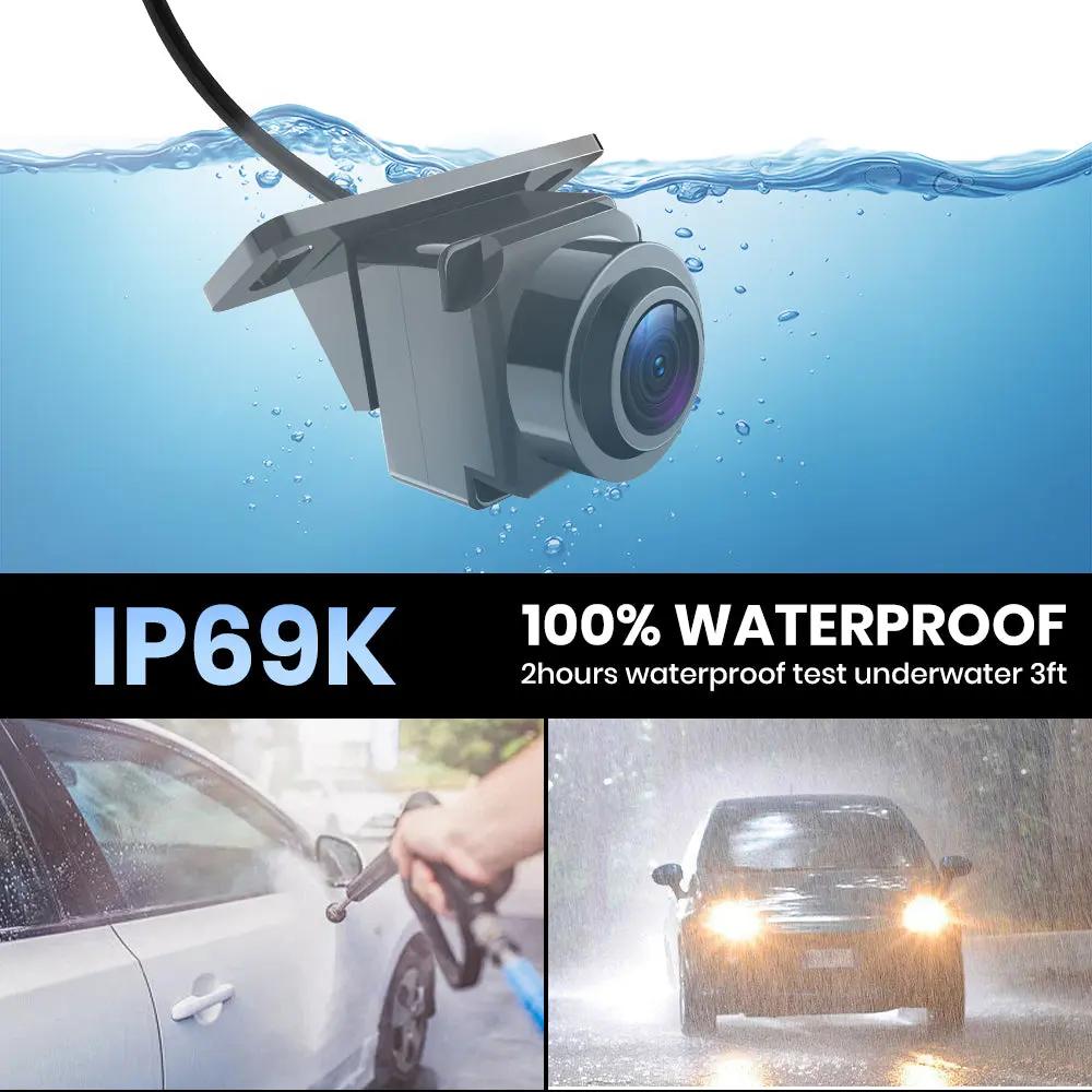 AWESAFE Front Blind Spot Camera for Ford F150 Escape Edge Explorer Focus Escape Lincoln, CVBS HD 145° Wide View Vehicle Front Bumper Cam with Radar Detection Gear Shift/High Beam Activated Parking Assistance,IP 69K AWESAFE