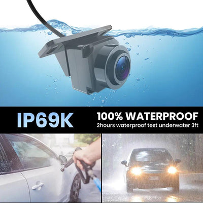 AWESAFE Front Blind Spot Camera for Ford F150 Escape Edge Explorer Focus Escape Lincoln, CVBS HD 145° Wide View Vehicle Front Bumper Cam with Radar Detection Gear Shift/High Beam Activated Parking Assistance,IP 69K AWESAFE