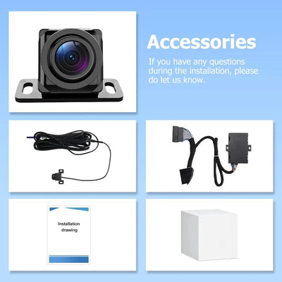 AWESAFE Front Blind Spot Camera for Ford F150 Escape Edge Explorer Focus Escape Lincoln, CVBS HD 145° Wide View Vehicle Front Bumper Cam with Radar Detection Gear Shift/High Beam Activated Parking Assistance,IP 69K AWESAFE