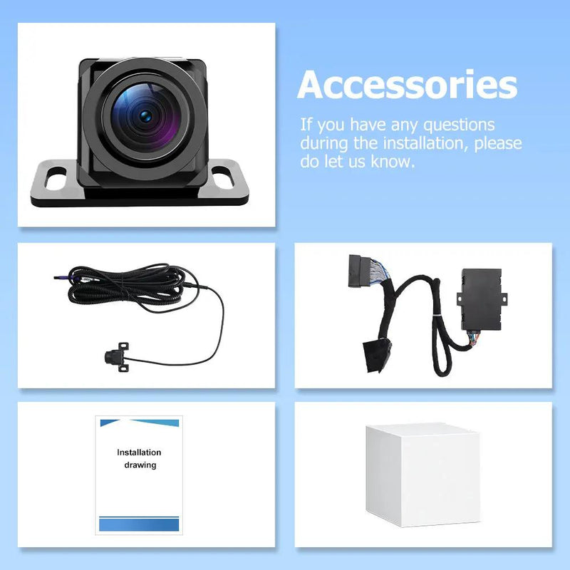 AWESAFE Front Blind Spot Camera for Ford F150 Escape Edge Explorer Focus Escape Lincoln, CVBS HD 145° Wide View Vehicle Front Bumper Cam with Radar Detection Gear Shift/High Beam Activated Parking Assistance,IP 69K AWESAFE