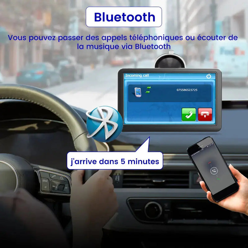 AWESAFE GPS 7 Pouces Bluetooth FM Guidage Vocal Multilingue Cartes 2D3D 2025 MAJ Gratuites pour Voitures Taxis Poids Lourds（副本） AWESAFE