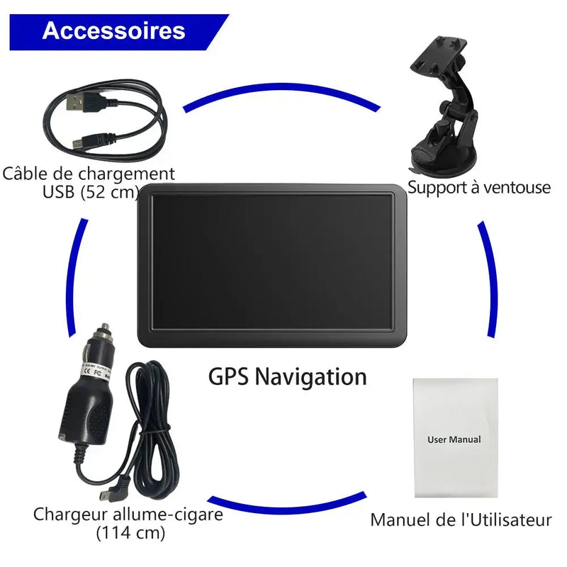AWESAFE GPS 7 Pouces Bluetooth FM Guidage Vocal Multilingue Cartes 2D3D 2025 MAJ Gratuites pour Voitures Taxis Poids Lourds（副本） AWESAFE
