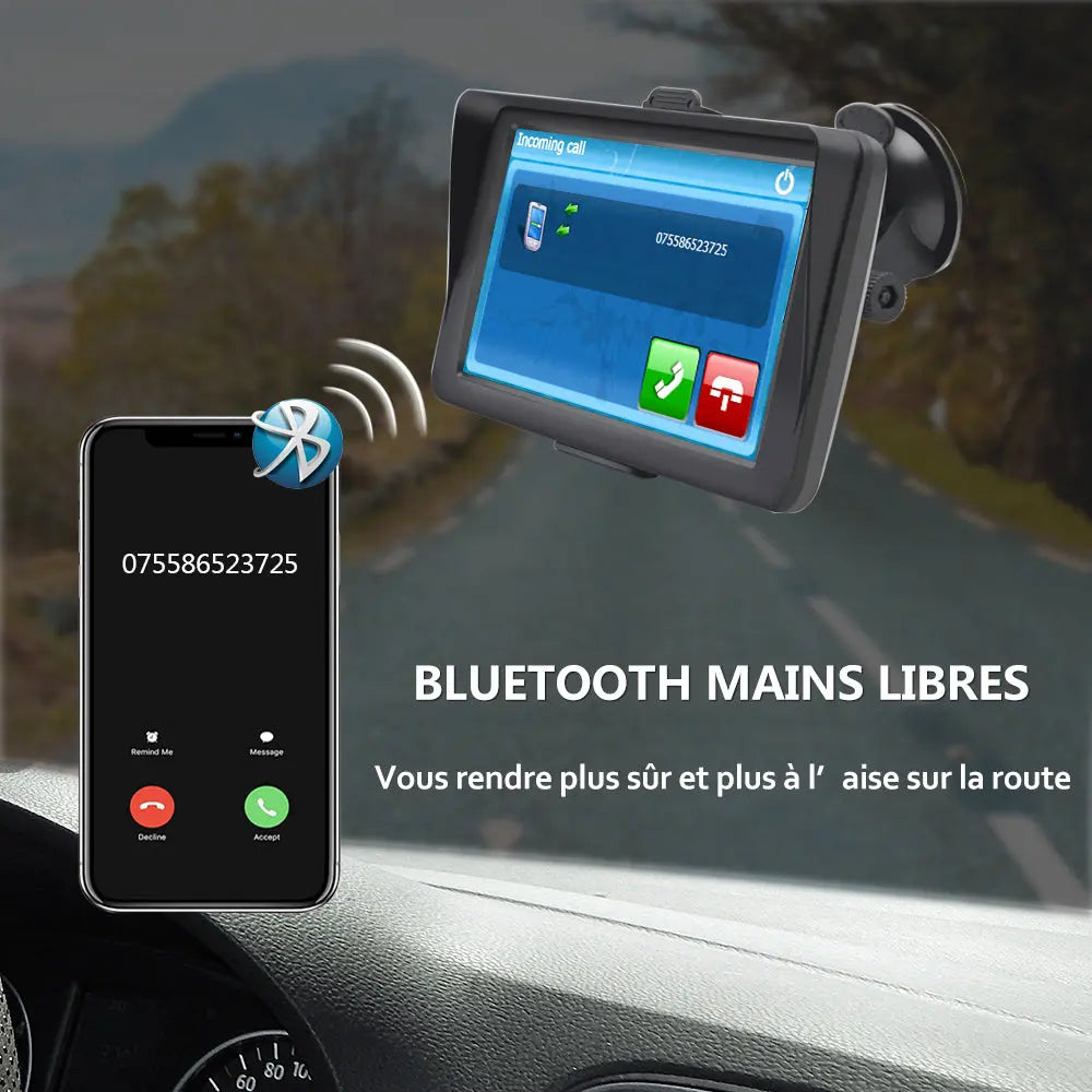 AWESAFE GPS Auto GPS Voiture GPS Poids Lourds 7 Pouces Europe 52 Carte Système de Navigation Automatique à Ecran Tactile Utilisation dans Poids Lourds et Voiture avec Fonction Bluetooth et caméra de recul AWESAFE