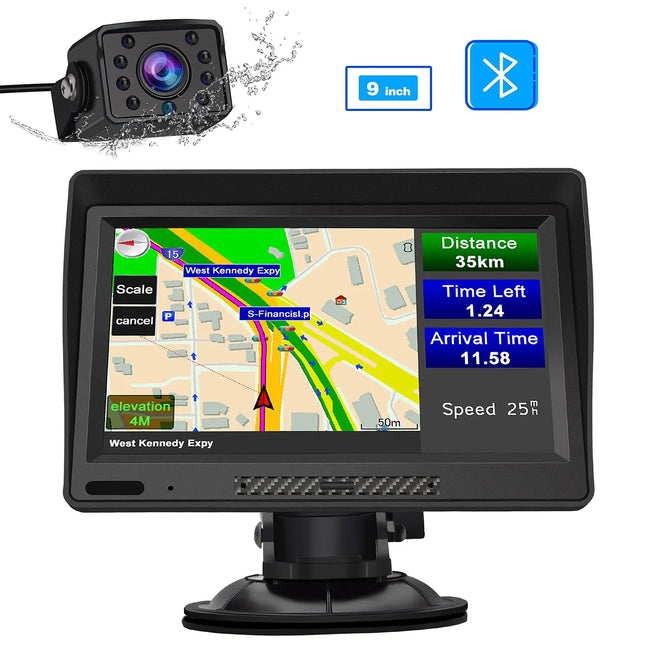 AWESAFE GPS Navigation for Car Australia with Reversing Camera (25M) 9 inch Bluetooth Sat Nav Navigator for Cars Trucks Motorhome AWESAFE