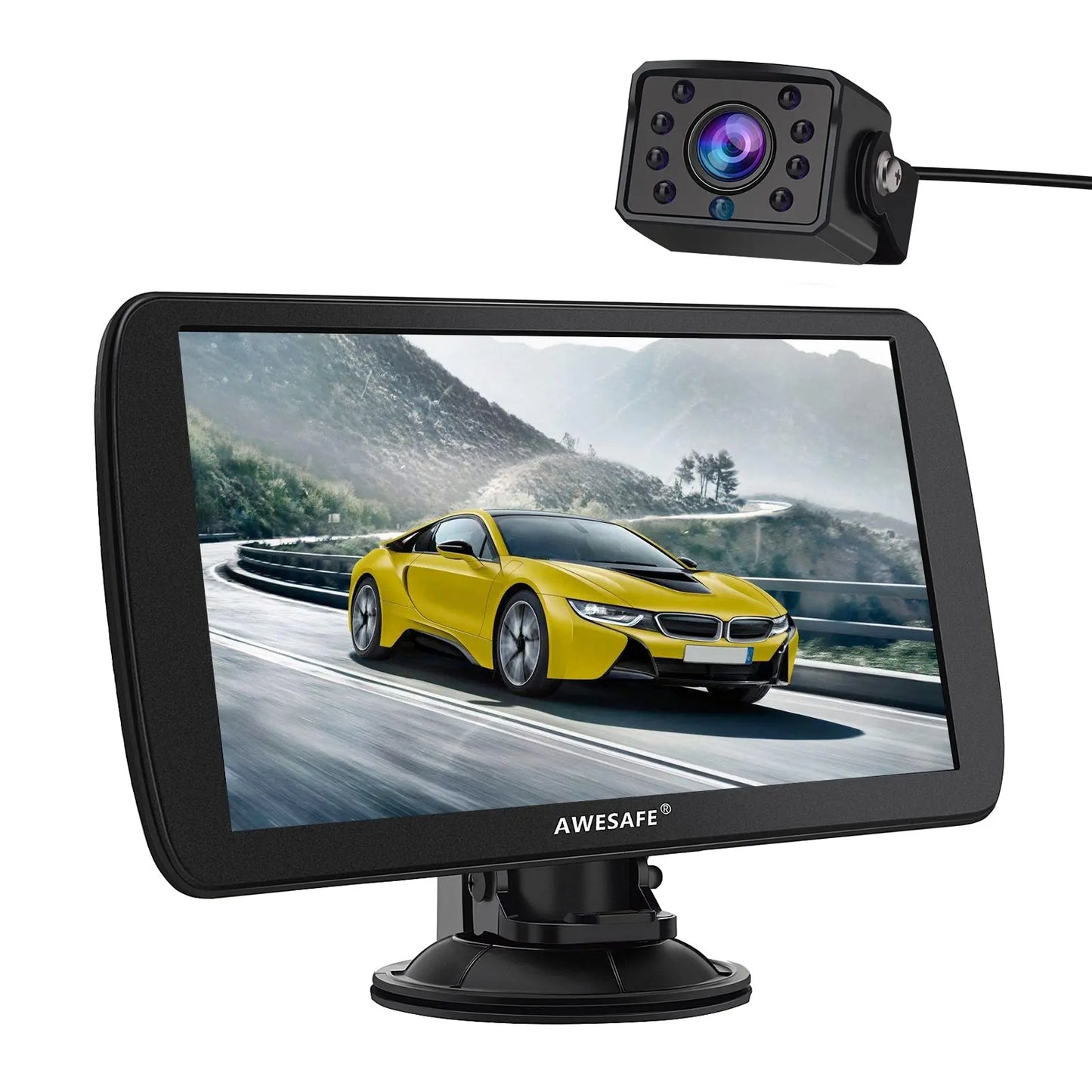 AWESAFE GPS Navigationsgerät Auto LKW 9 Zoll mit Bluetooth FM Rückfahrkamera 2025 Europa Karte inklusive lebenslange Updates AWESAFE