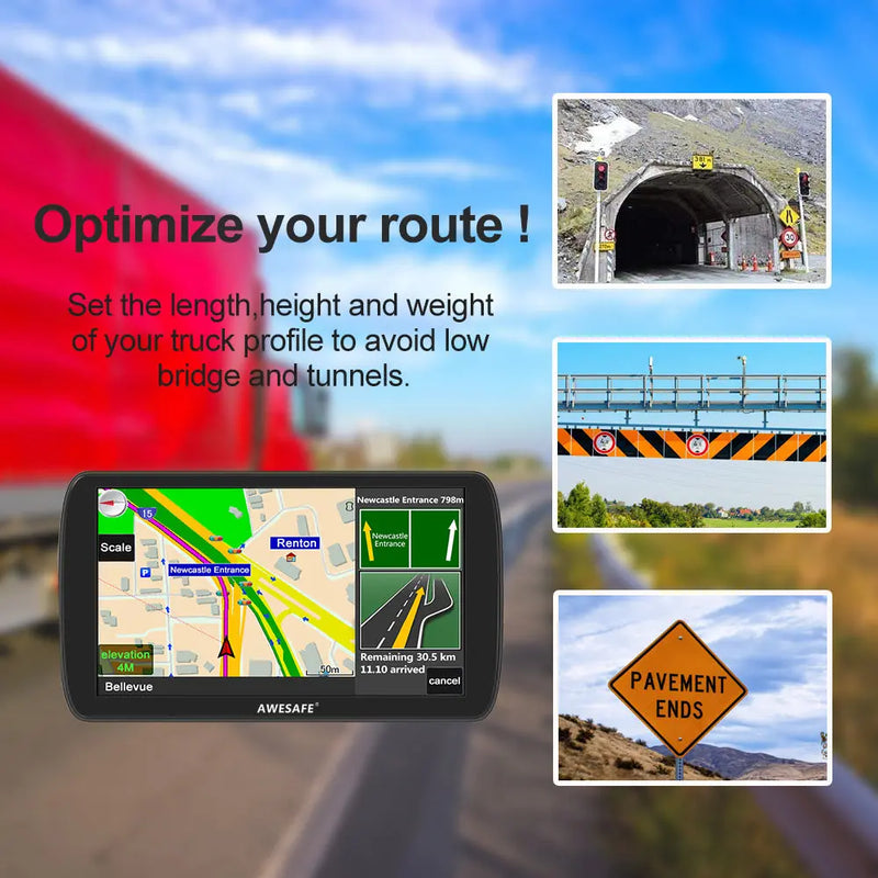 AWESAFE GPS Poids Lourds GPS Voiture 9 Pouce Écran Tactile 52 cartographie Nationale Mises à Jour gratuites Chaque année (9 Pouces + Carte + Bluetooth) (GPS+caméra) AWESAFE