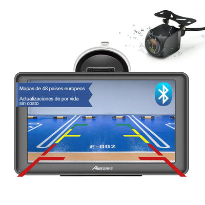 AWESAFE GPS para Coches con 7 Pulgadas Pantalla LCD con Bluetooth y Cámara Trasera, Navegador GPS para Camión con Actualizaciones de Mapas para Toda la Vida AWESAFE