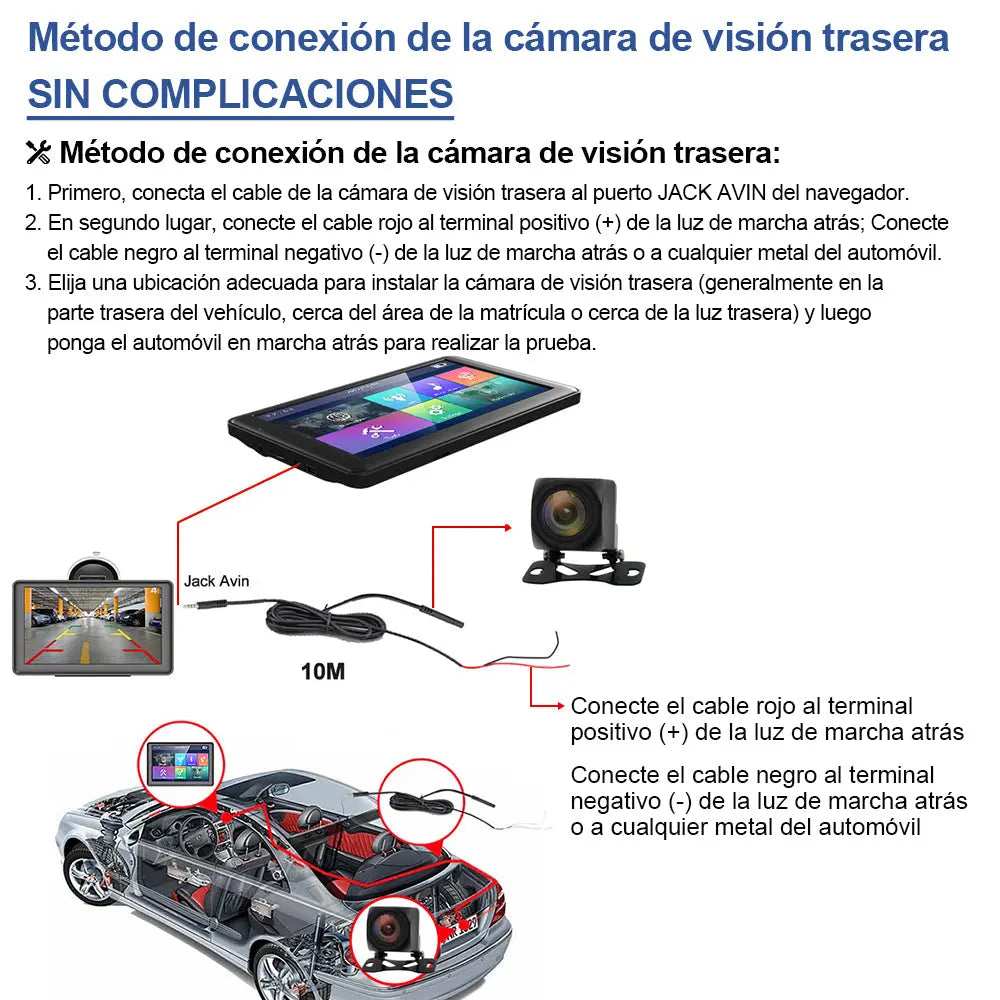 AWESAFE GPS para Coches con 7 Pulgadas Pantalla LCD con Bluetooth y Cámara Trasera, Navegador GPS para Camión con Actualizaciones de Mapas para Toda la Vida AWESAFE