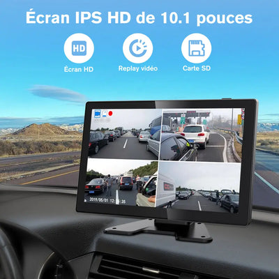 AWESAFE Kit 4 Caméras Recul Sans Fil - Moniteur 10,1 pouces avec Zoom, Boucle Vidéo, 4 Canaux, Carte SD - pour Véhicules Longs AWESAFE