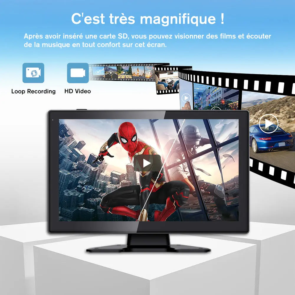 AWESAFE Kit 4 Caméras Recul Sans Fil - Moniteur 10,1 pouces avec Zoom, Boucle Vidéo, 4 Canaux, Carte SD - pour Véhicules Longs AWESAFE