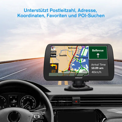 AWESAFE LKW Navi 9 Zoll Navigationsgerät mit Bluetooth 2023 GPS Navigation unterstützt lebenslang Kartenupdate AWESAFE