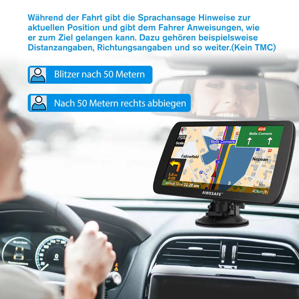 AWESAFE LKW Navi 9 Zoll Navigationsgerät mit Bluetooth 2023 GPS Navigation unterstützt lebenslang Kartenupdate AWESAFE