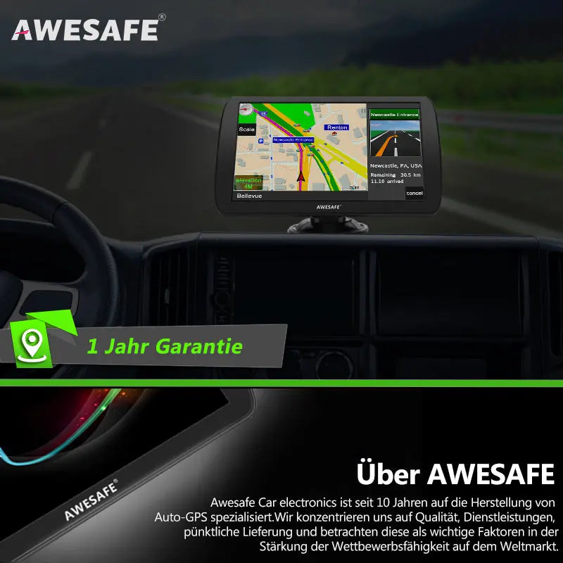 AWESAFE LKW Navigationsgerät mit 9 Zoll Touchscreen, GPS Navi 2023 Navigationssystem untertützt lebenslang Kartenupdate AWESAFE