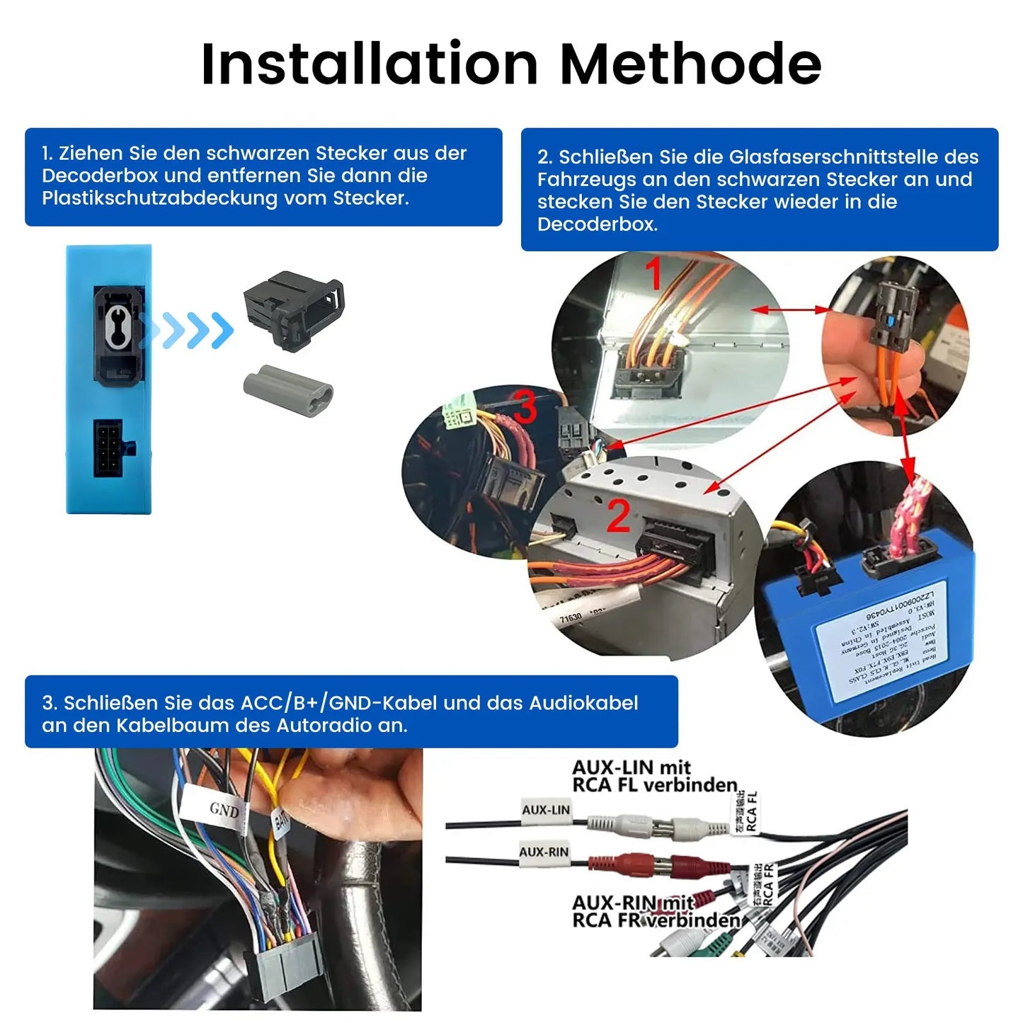 AWESAFE Lichtwellenleiter-Decoder Box für Porsche Cayenne und für Mercedes Benz ML/GL/R-Klass Serie Autoradios AWESAFE