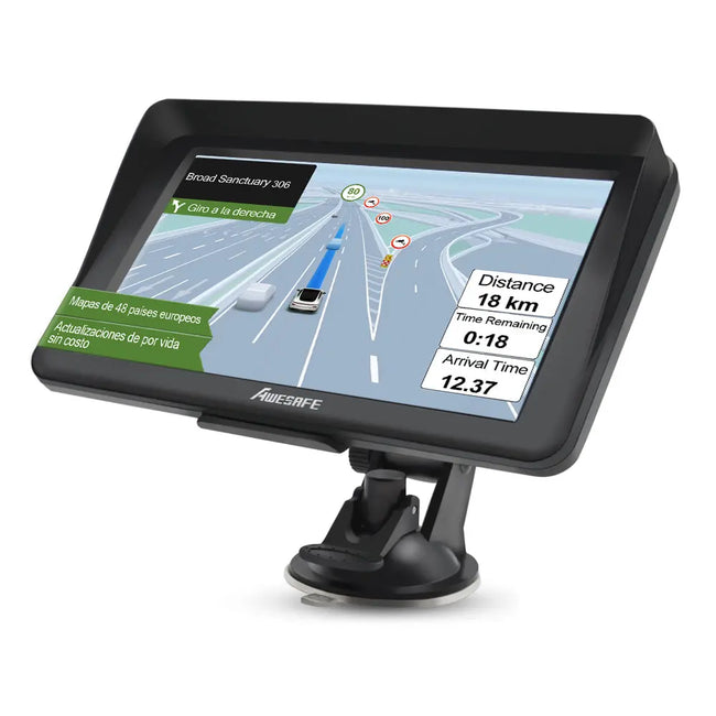 AWESAFE Navegador GPS para Coches con Visera y Bluetooth de 7 Pulgadas, con Mapas Últimos y Actualizaciones de por Vida AWESAFE