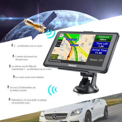 AWESAFE  Navigateur GPS 7 pouces avec pare-soleil, et mises à jour cartographiques à vie pour l'Europe AWESAFE SHOP